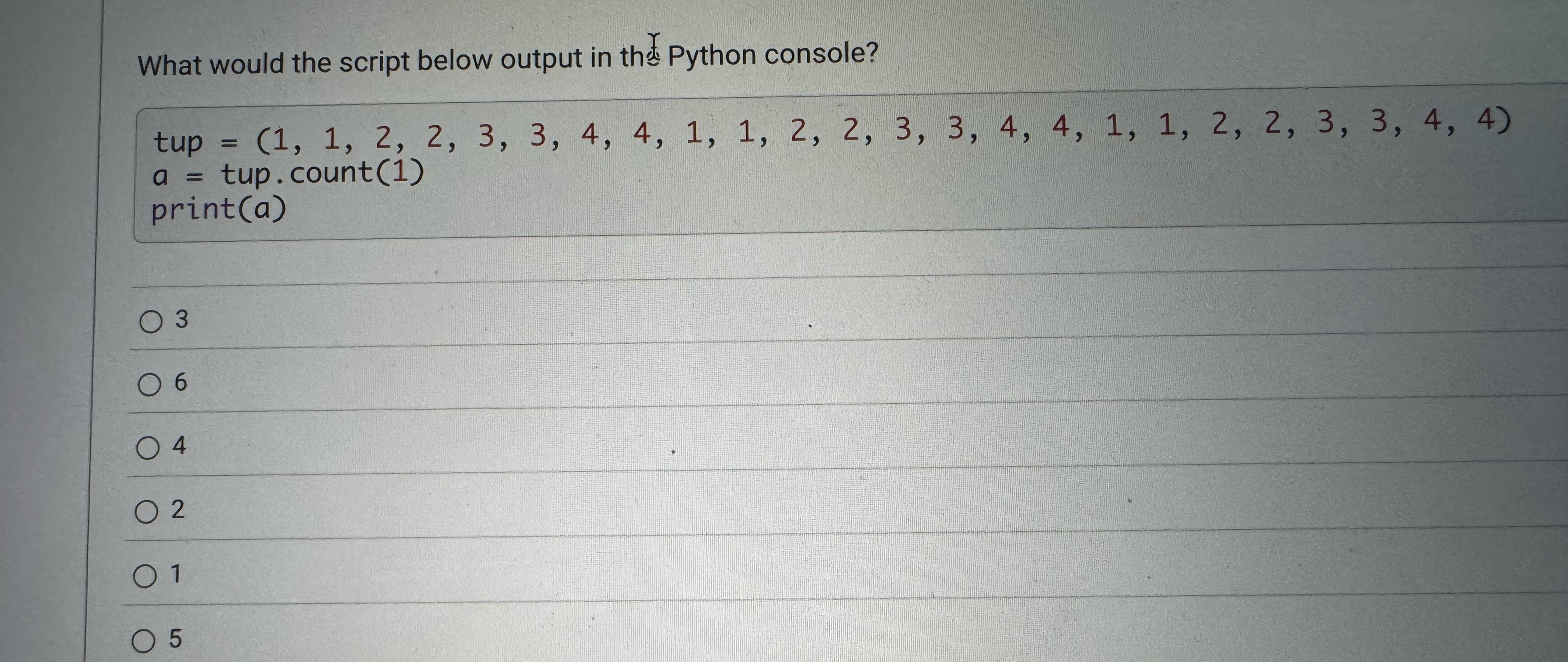 What would the script below output in then
