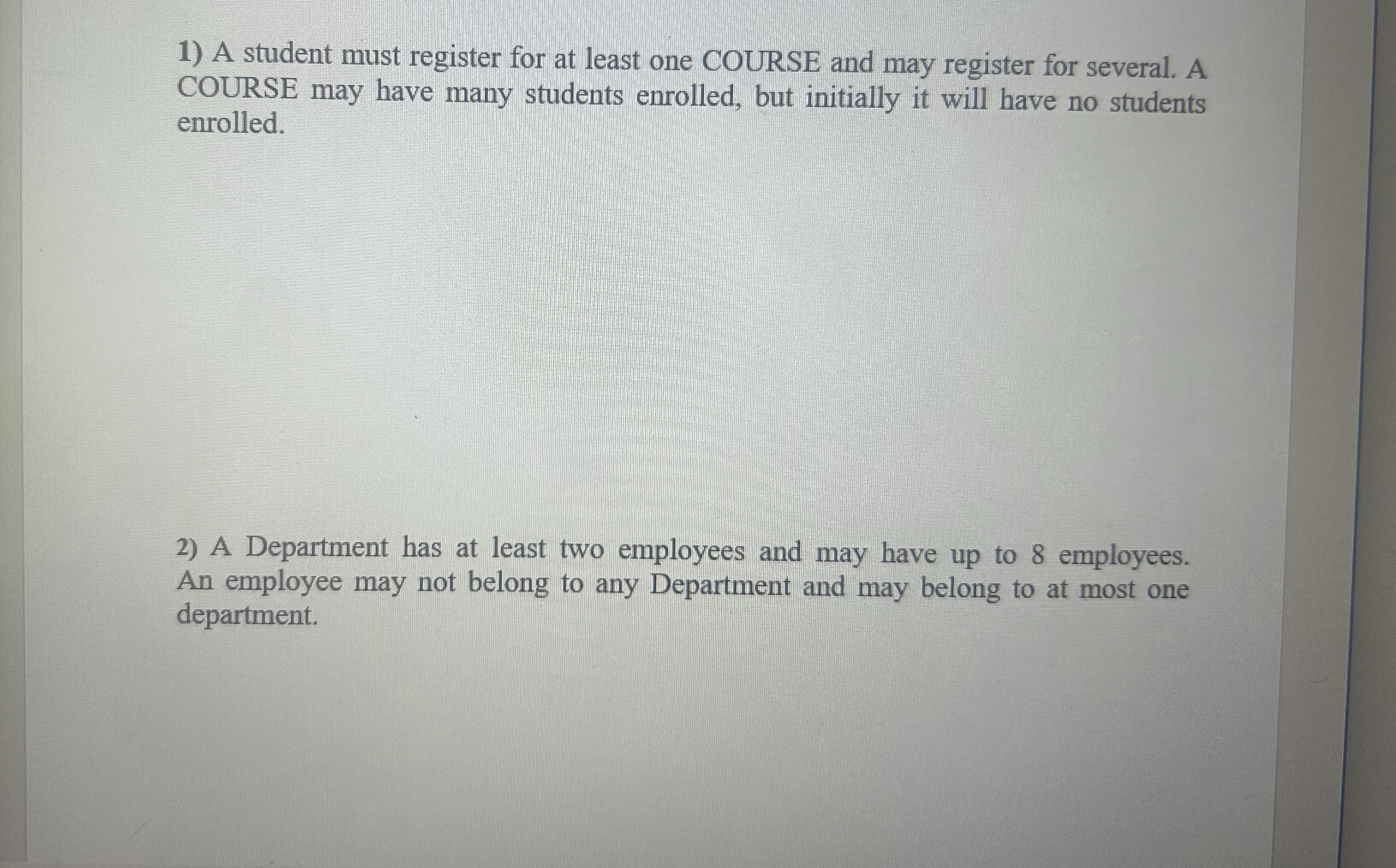 A student must register for at least one COURSE