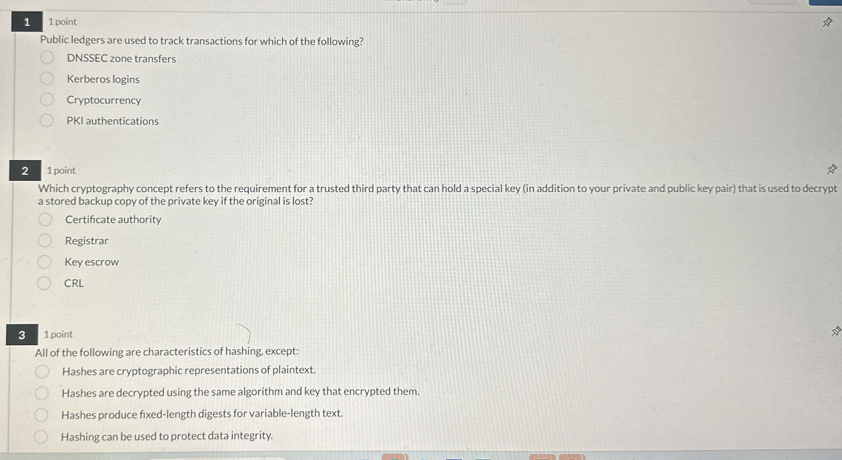 1 1 point Public ledgers are used to track
