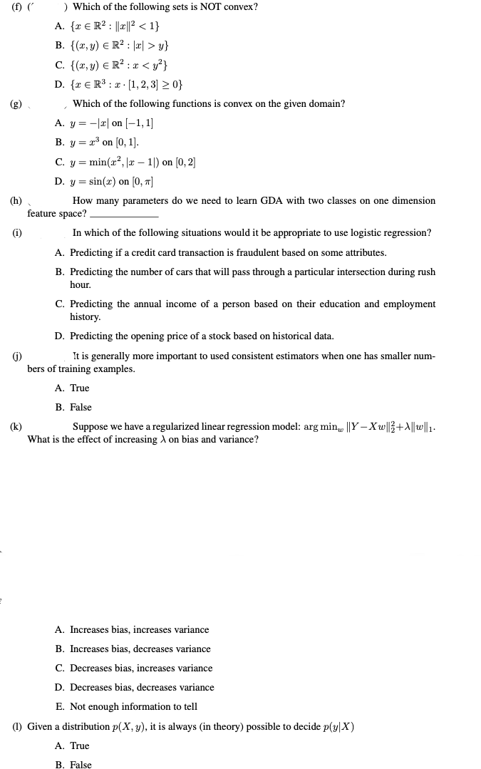 ( f ) ( ' ) Which of the following sets is NOT