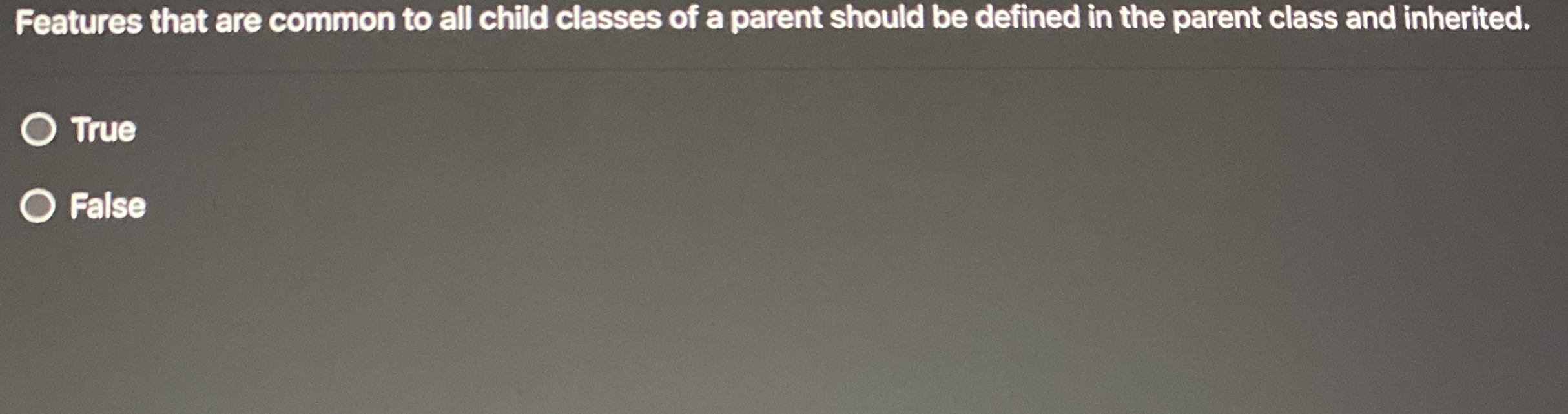 Features that are common to all child classes of