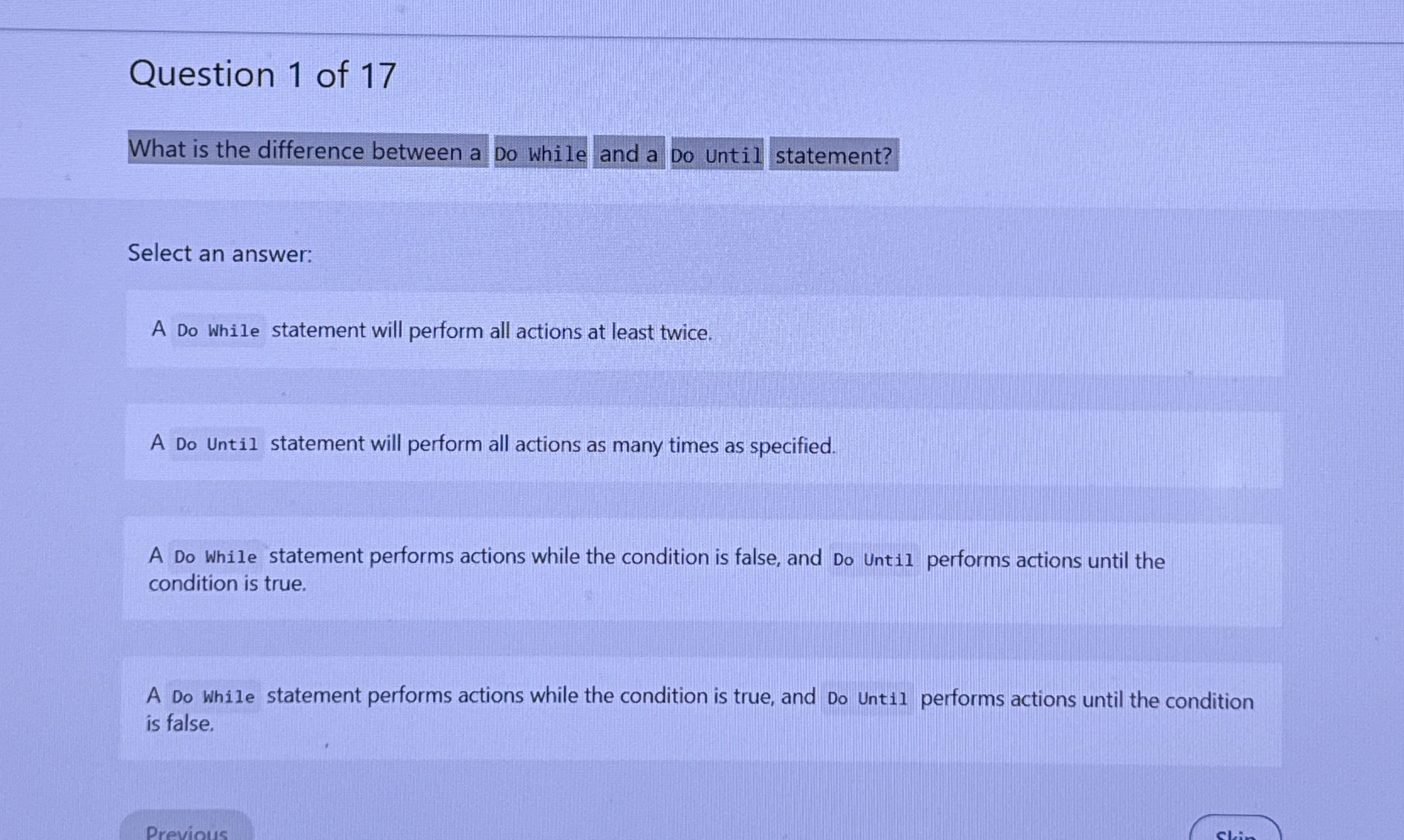 Question 1 of 1 7 What is the difference between