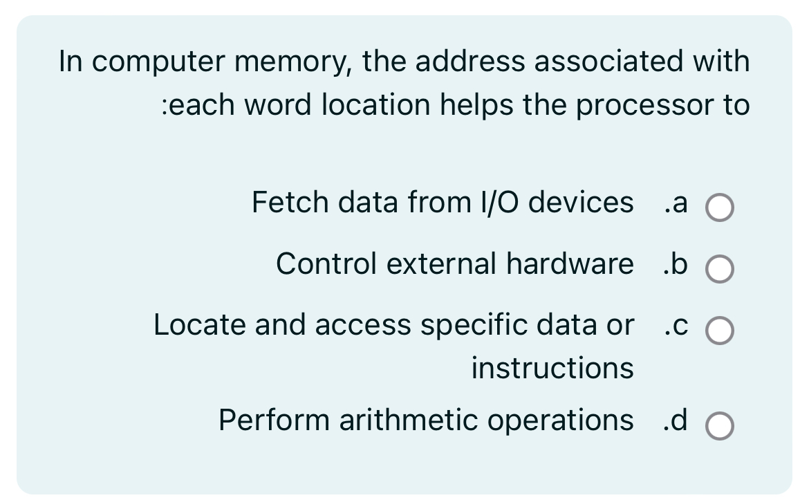 In computer memory, the address associated with