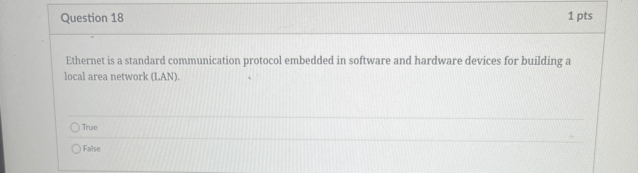 Question 1 8 Ethernet is a standard communication