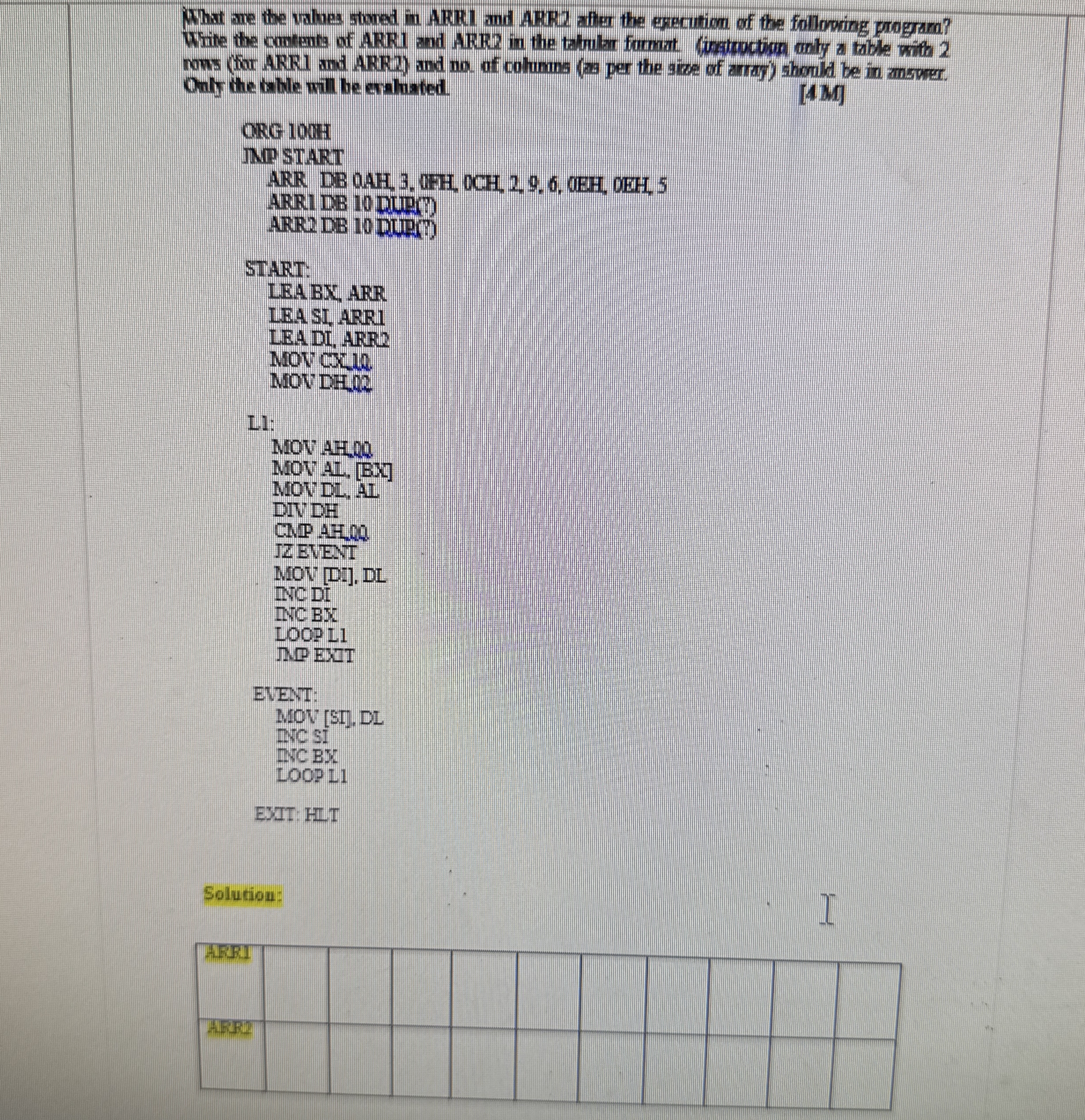What are the valUes sTOred in ARR 1 and ARR 2