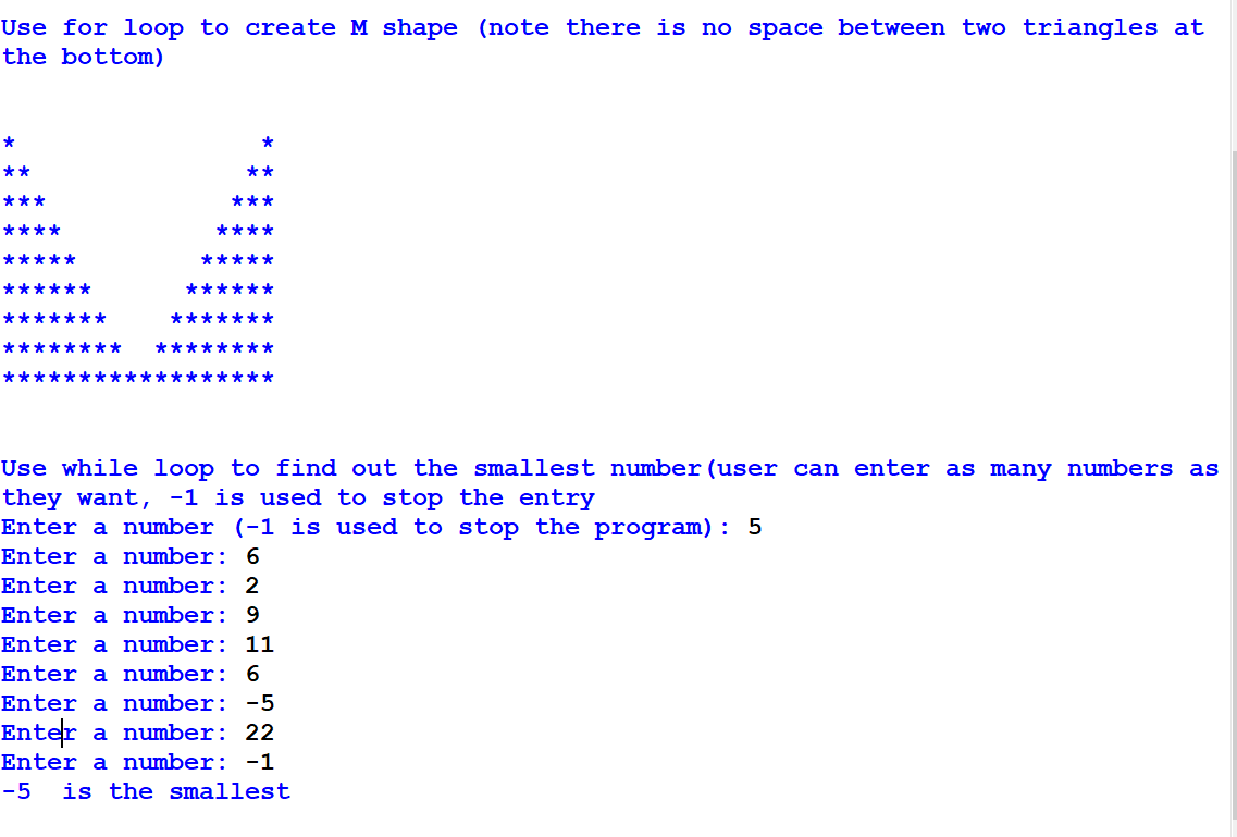 Use for loop to create M shape ( note there is no