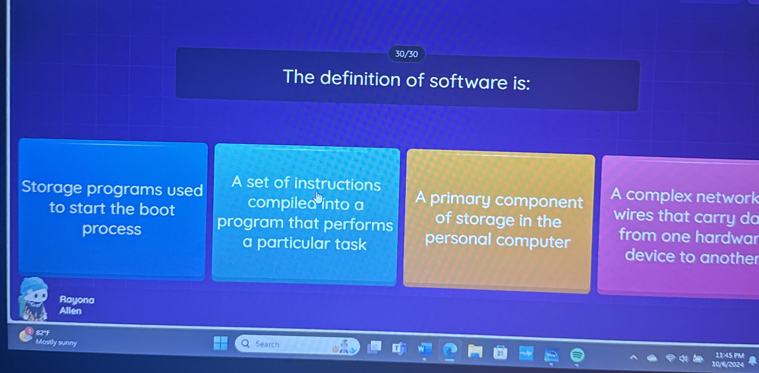 The definition of software is: Storage programs