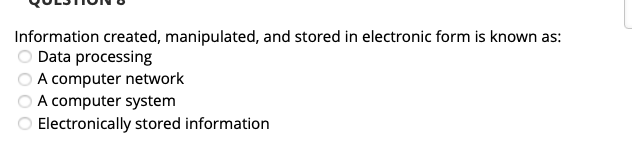 Information created, manipulated, and stored in