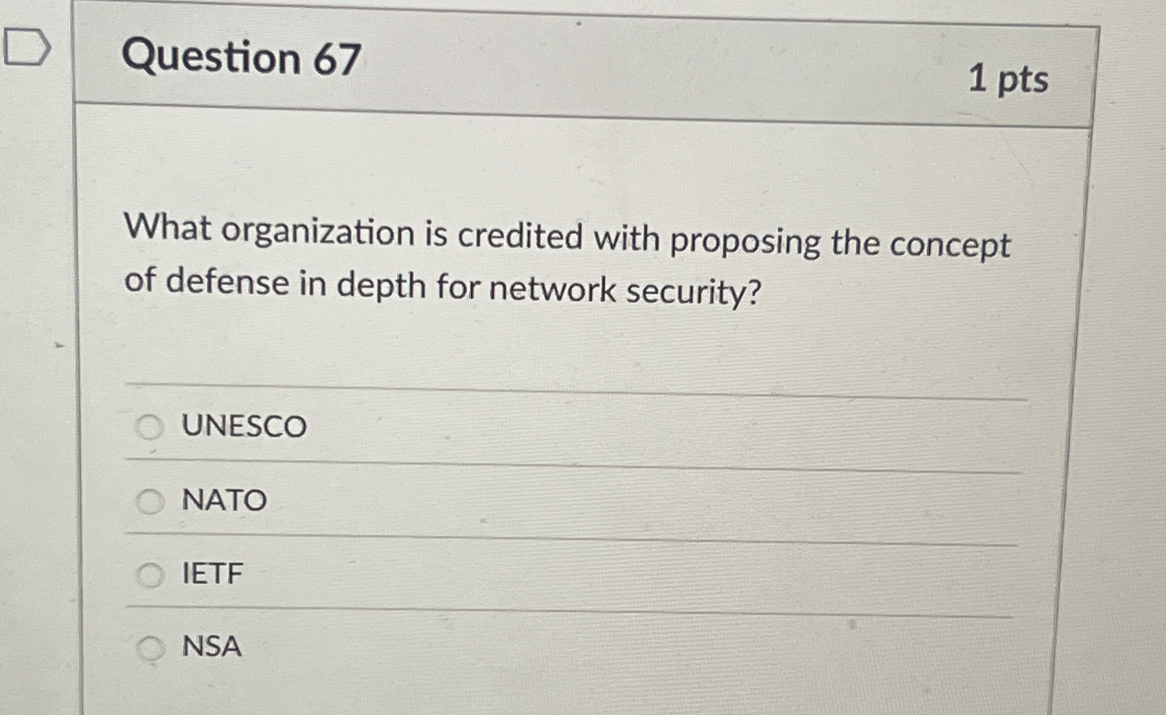 Question 6 7 1 pts What organization is credited