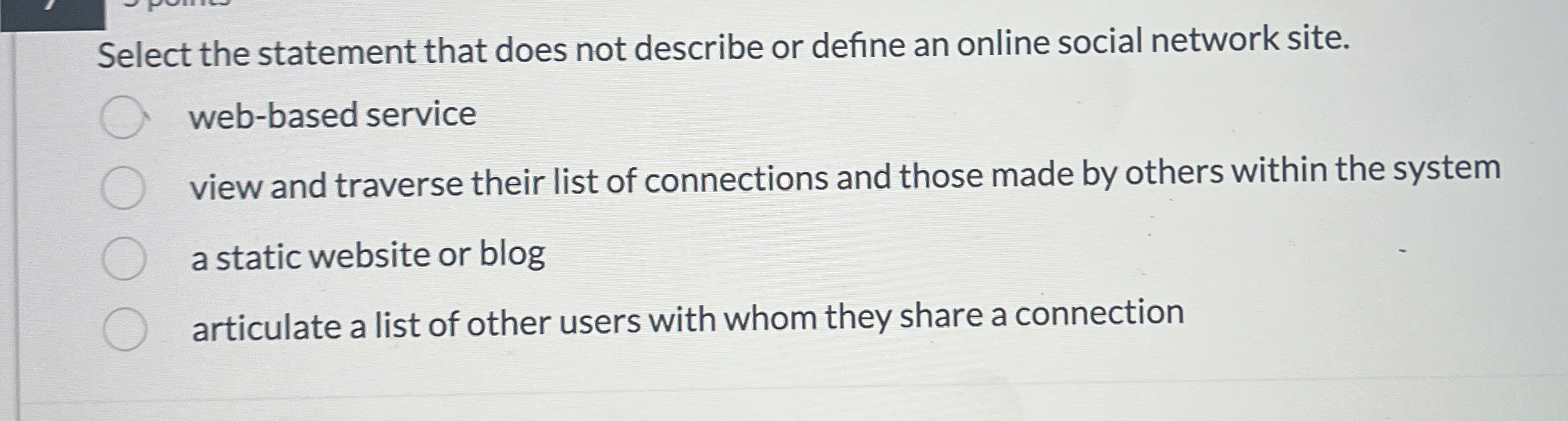 Select the statement that does not describe or