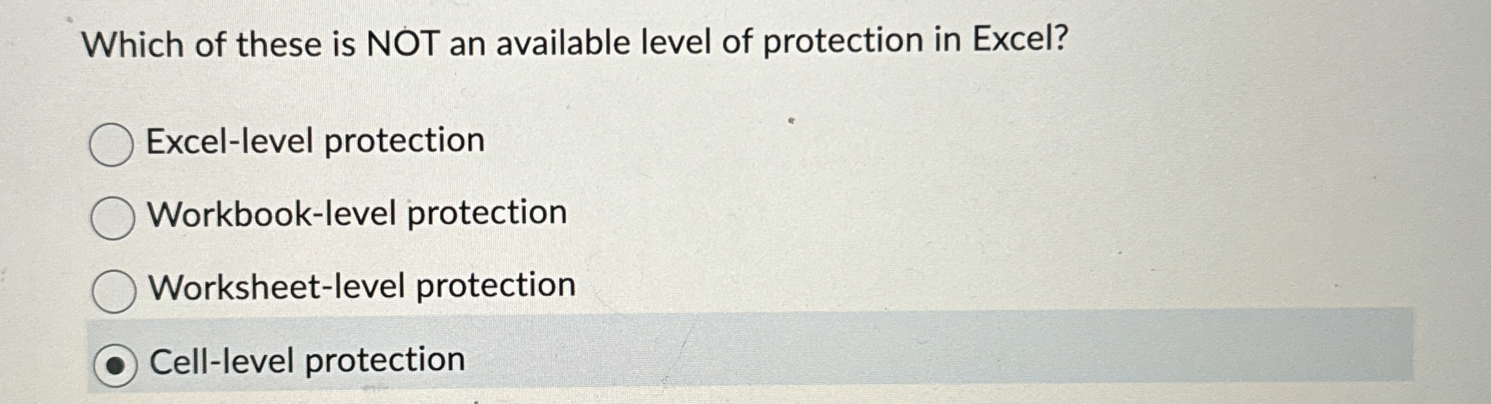 Which of these is NOT an available level of