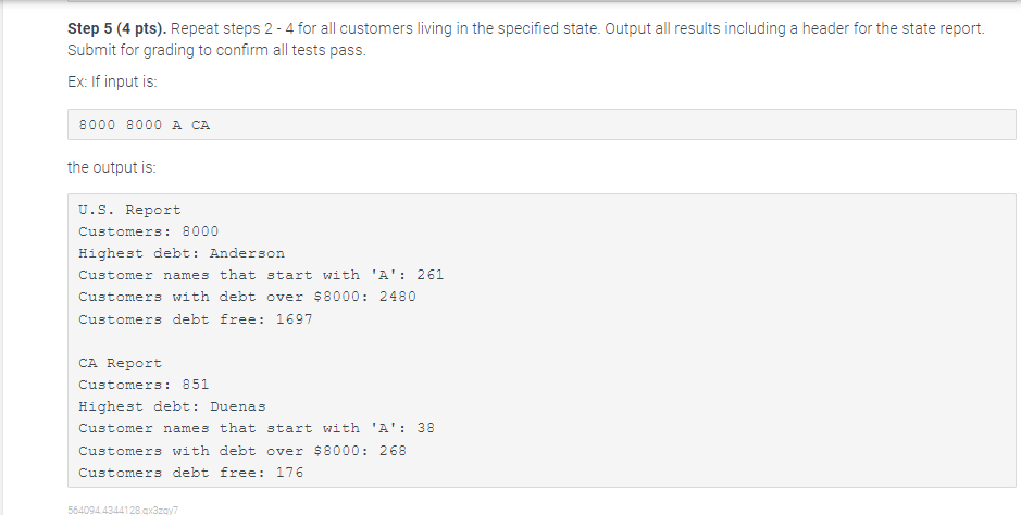 Please assist with c + + coding for step 5 . 2 0
