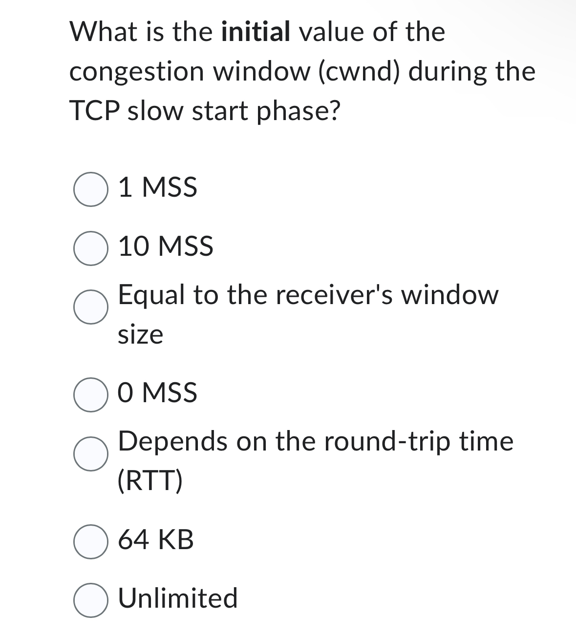 What is the initial value of the congestion