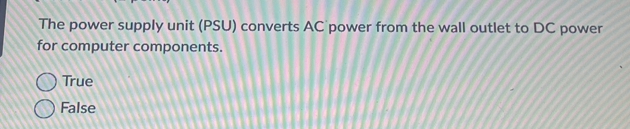 The power supply unit ( PSU ) converts A C power