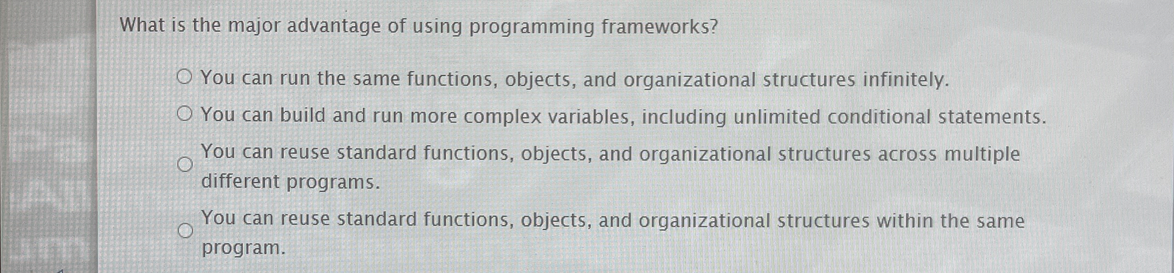 What is the major advantage of using programming