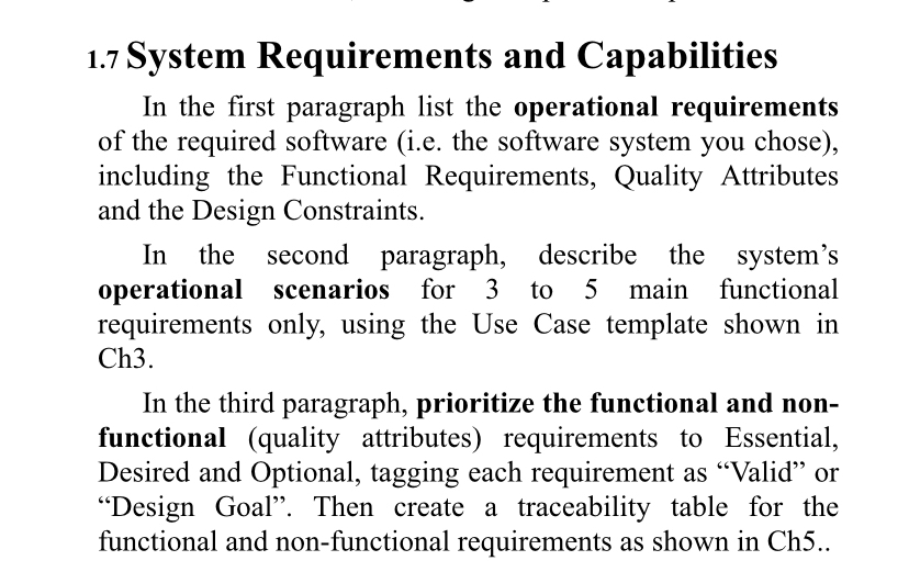 1 . 7 System Requirements and Capabilities In the