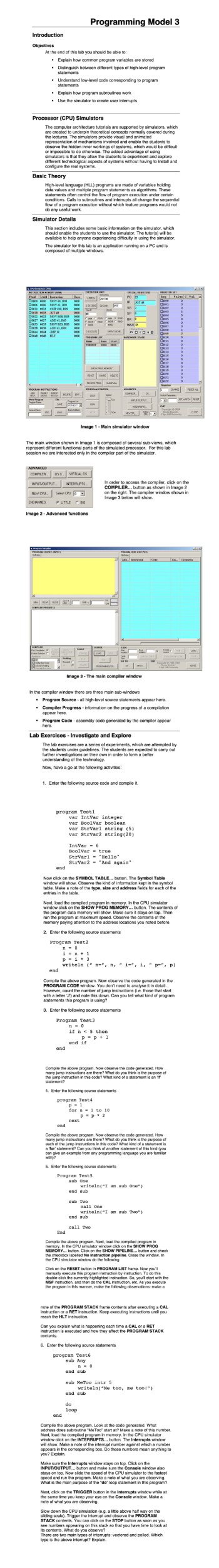 Programming Model 3 Introduction Objectives At