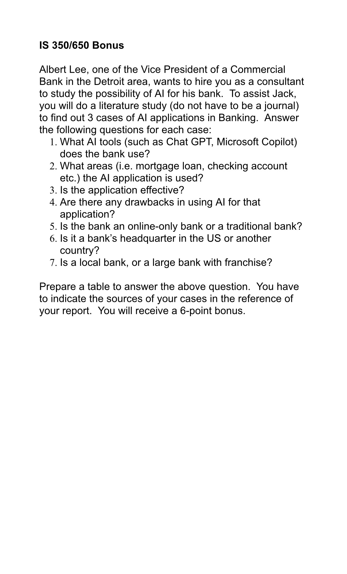 How to solve IS 3 5 0 / 6 5 0 Bonus Albert Lee,