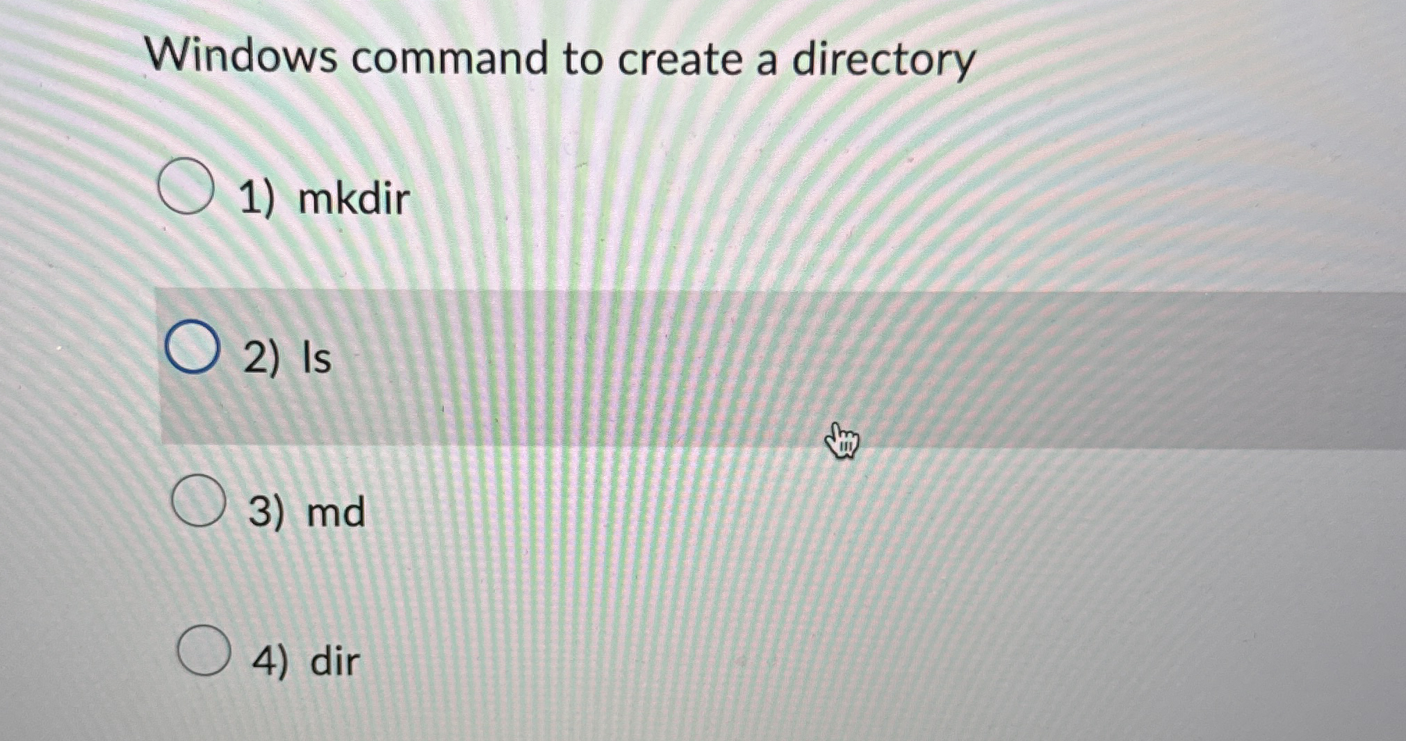 Windows command to create a directory mkdir Is md