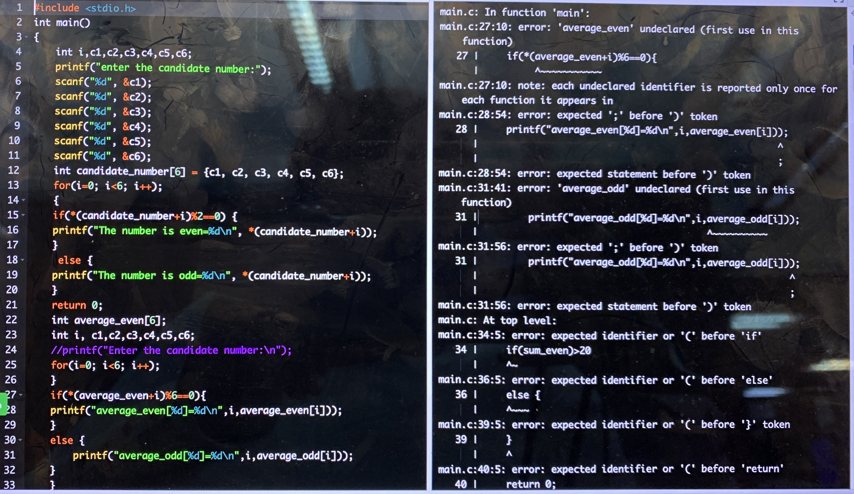 main.c: In function 'main':main.c: 2 7 : 1 0 :