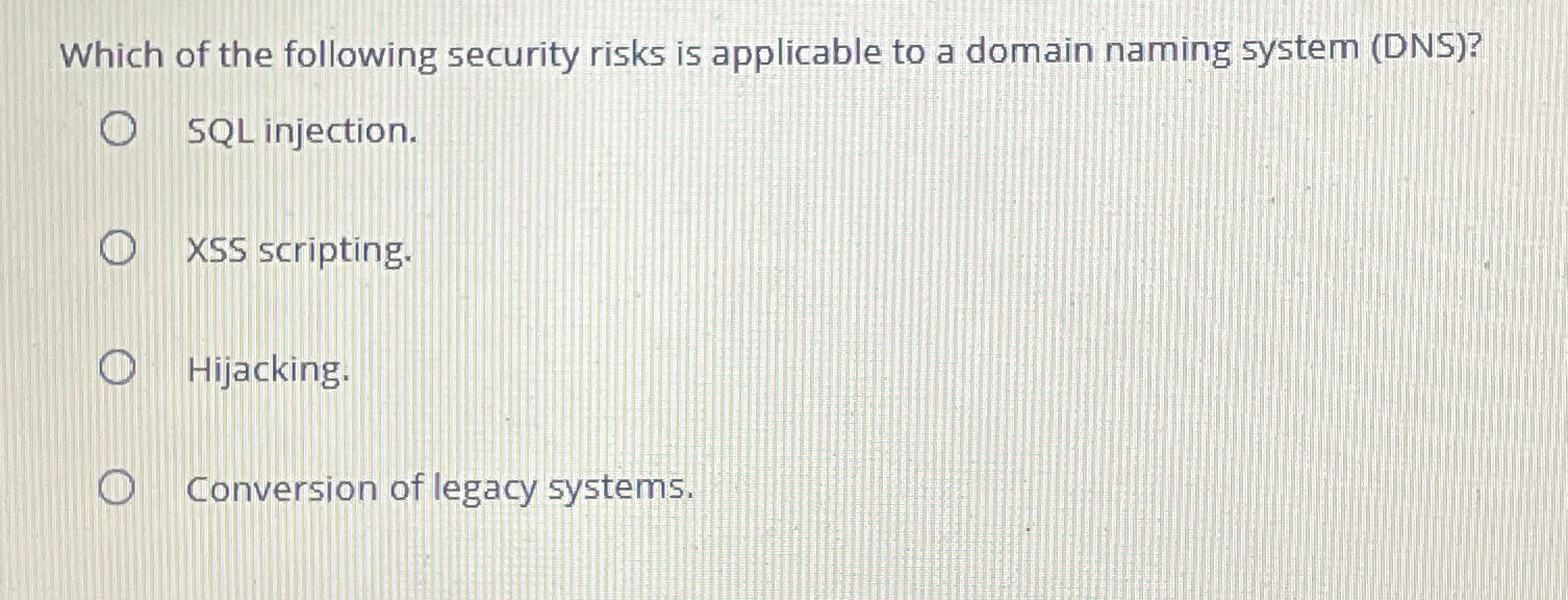 Which of the following security risks is