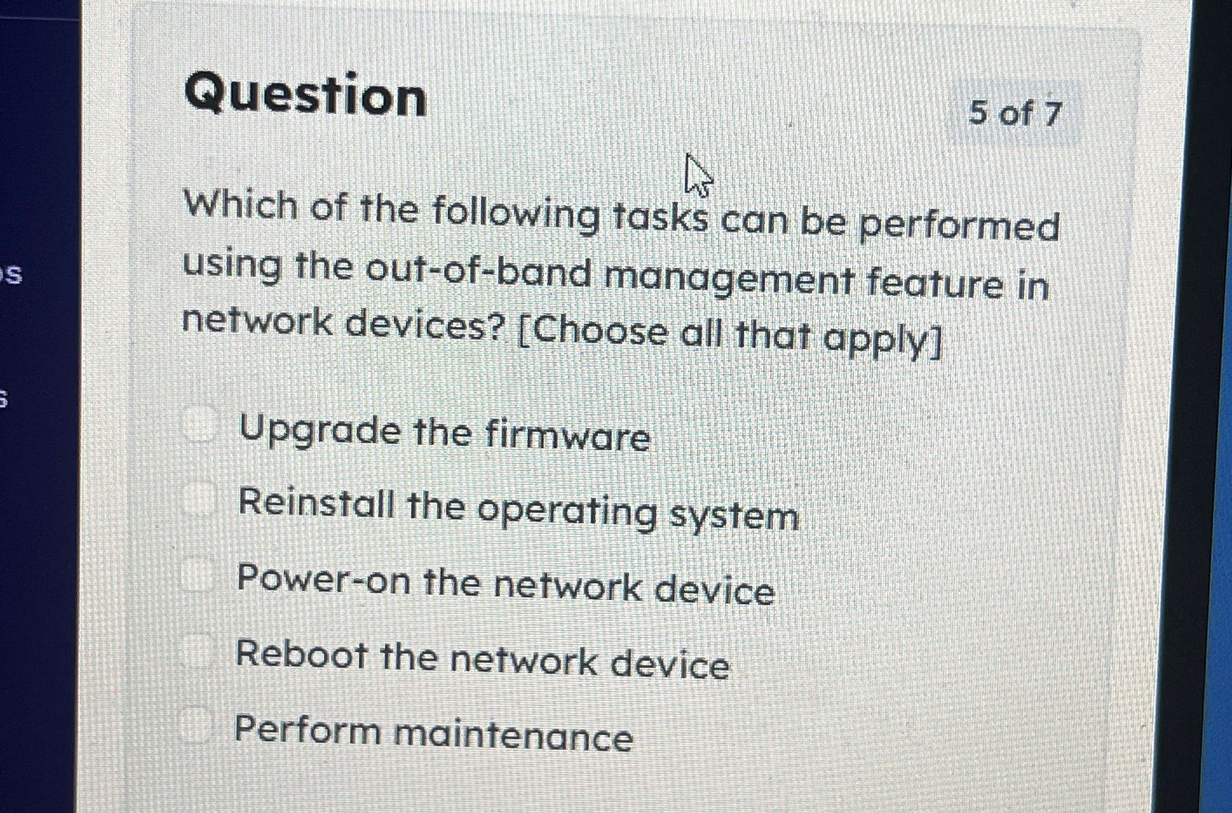 Question 5 of 7 Which of the following tasks can