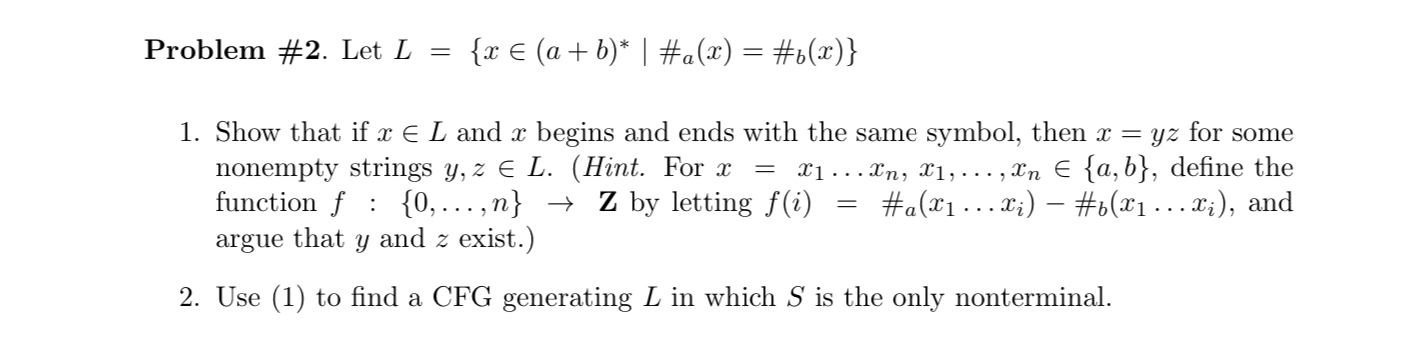 Automata theory. Problem # 2 . Let L = { x i n (