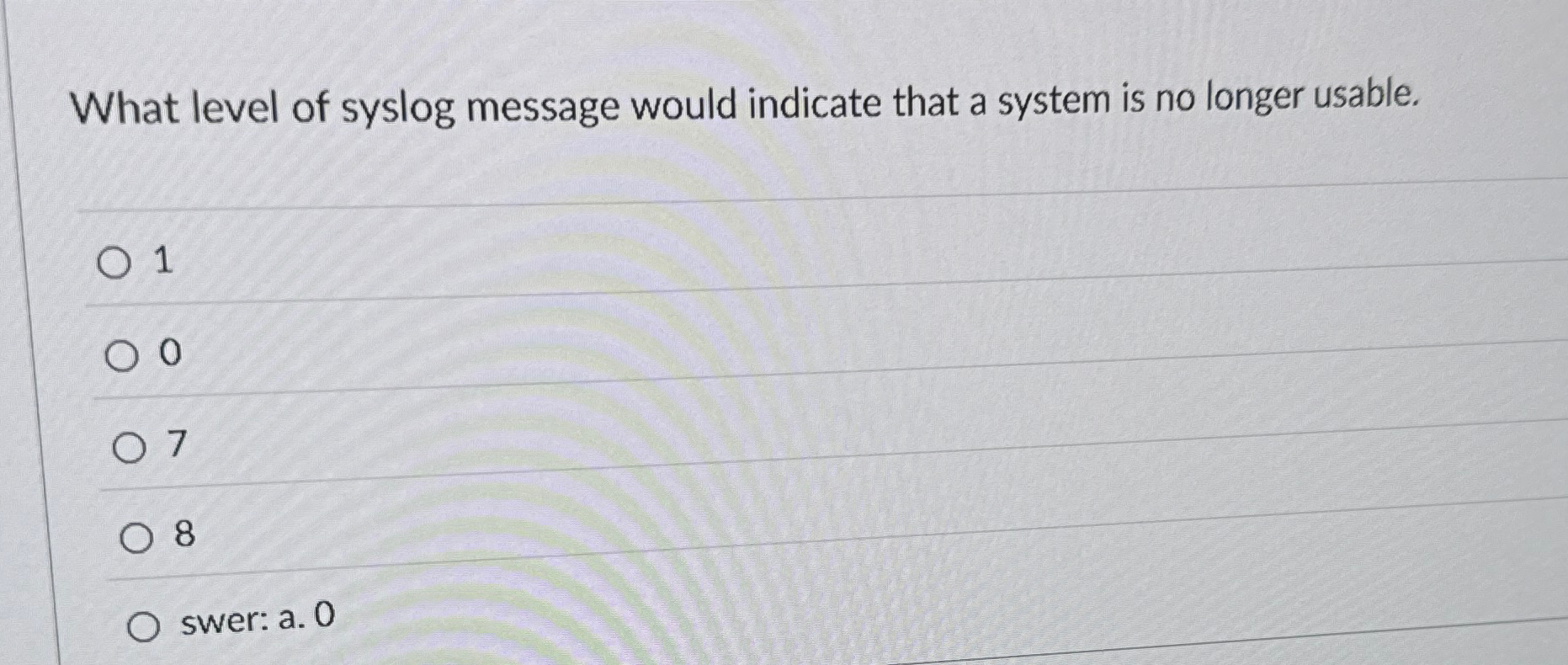 What level of syslog message would indicate that