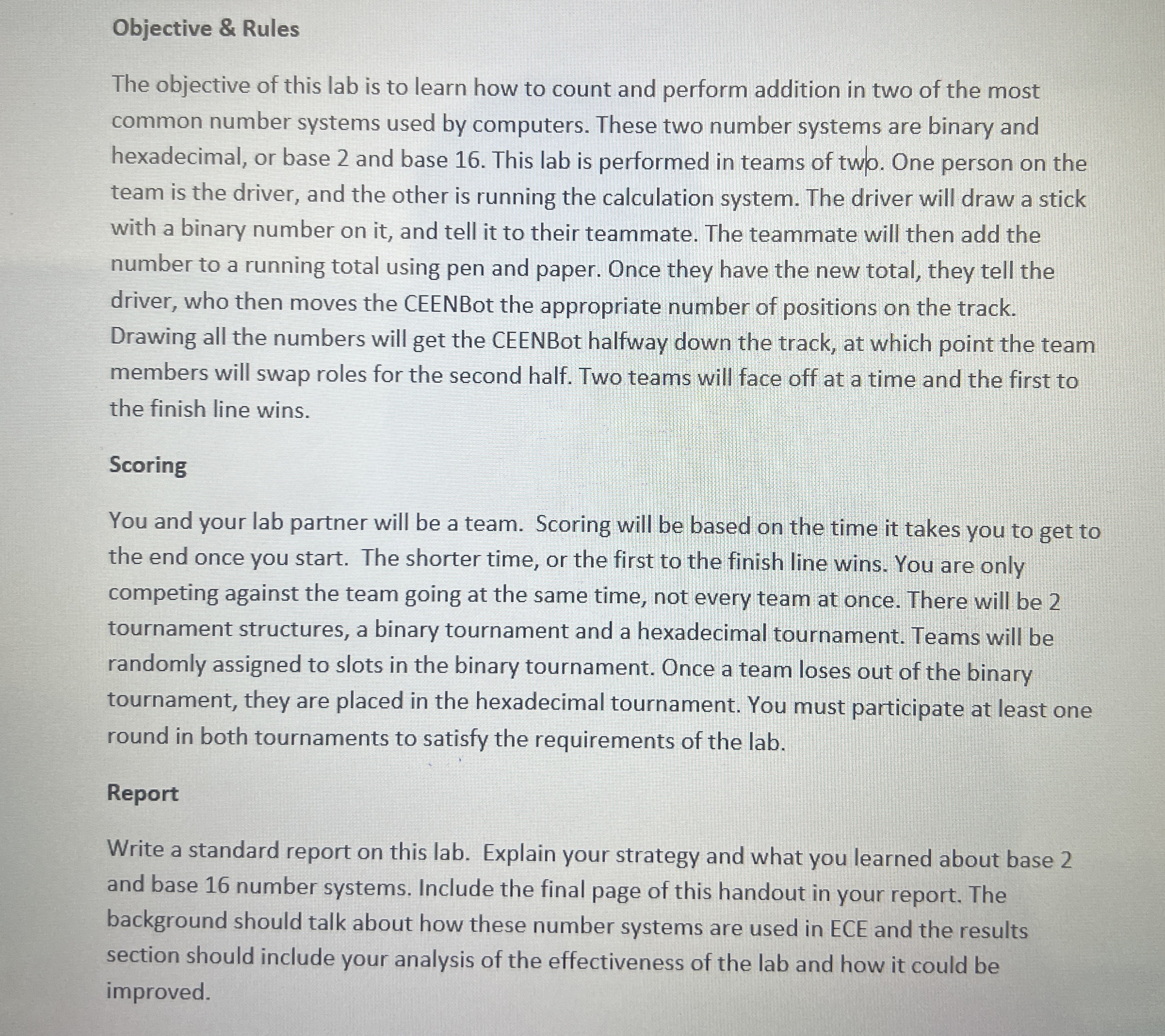 Objective & Rules The objective of this lab is to