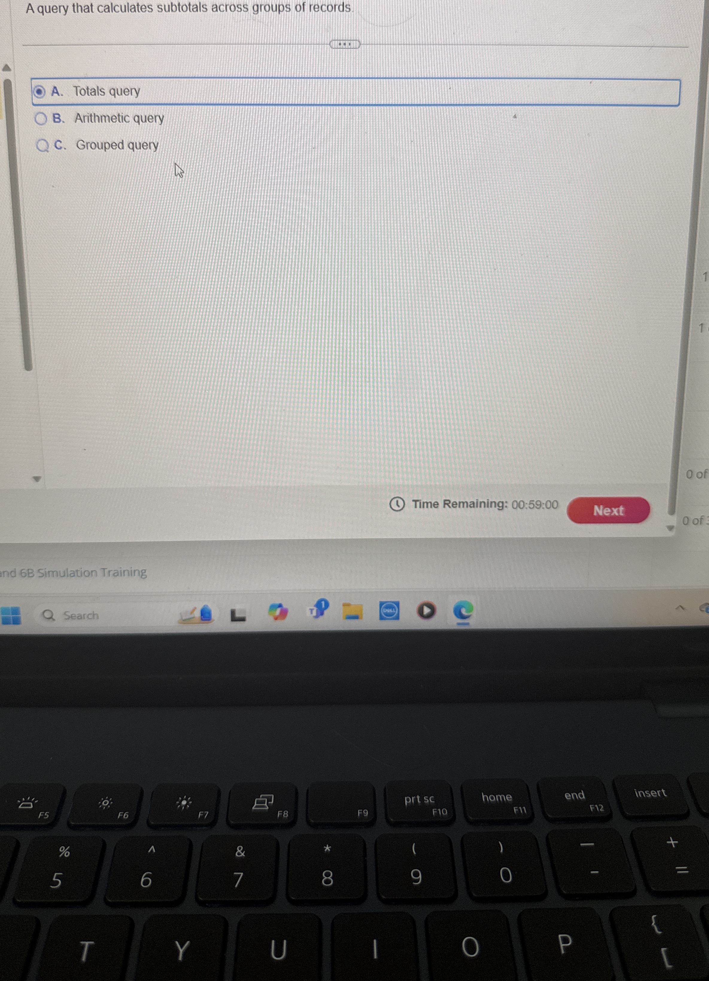 A query that calculates subtotals across groups