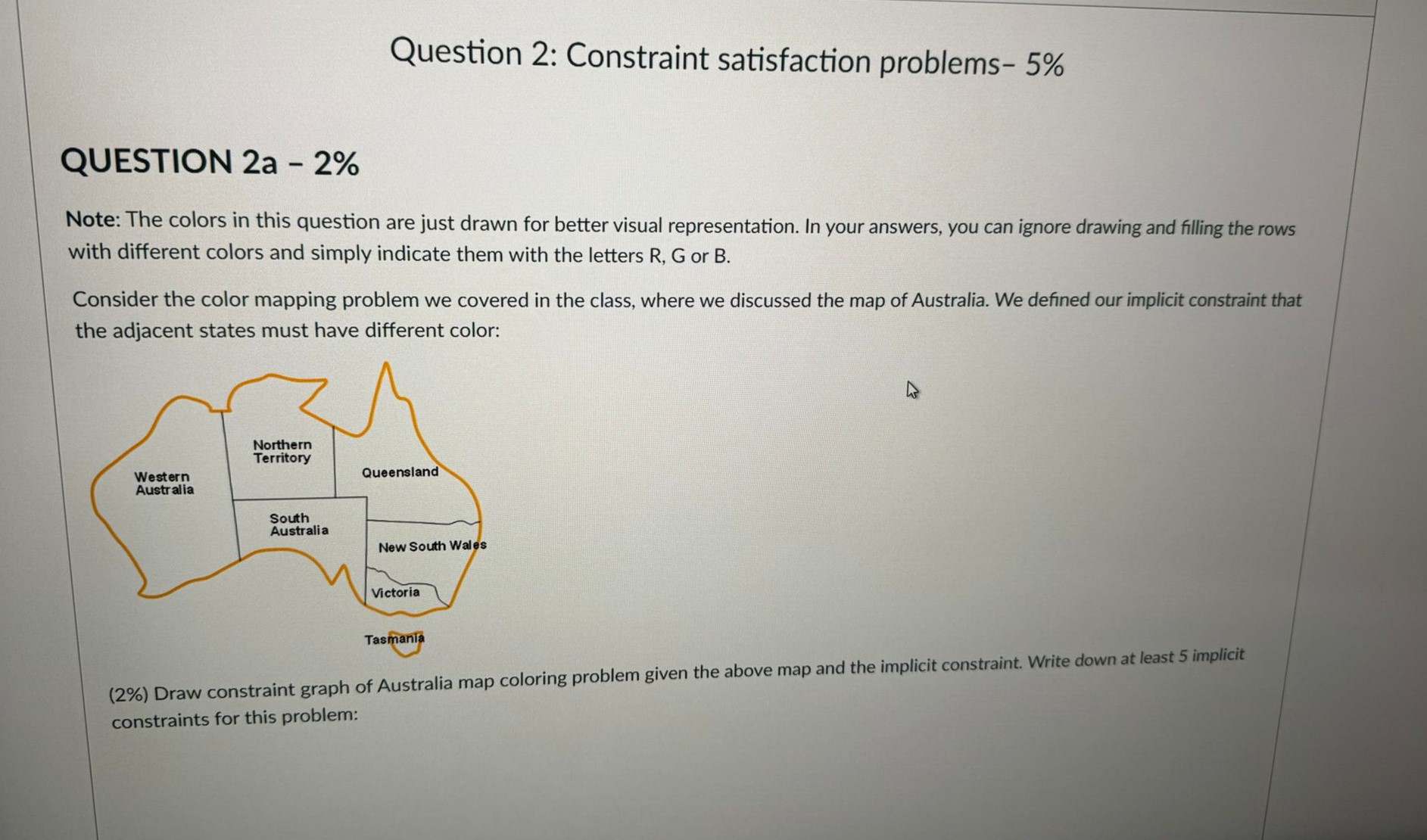 Question 2 : Constraint satisfaction problems - 5