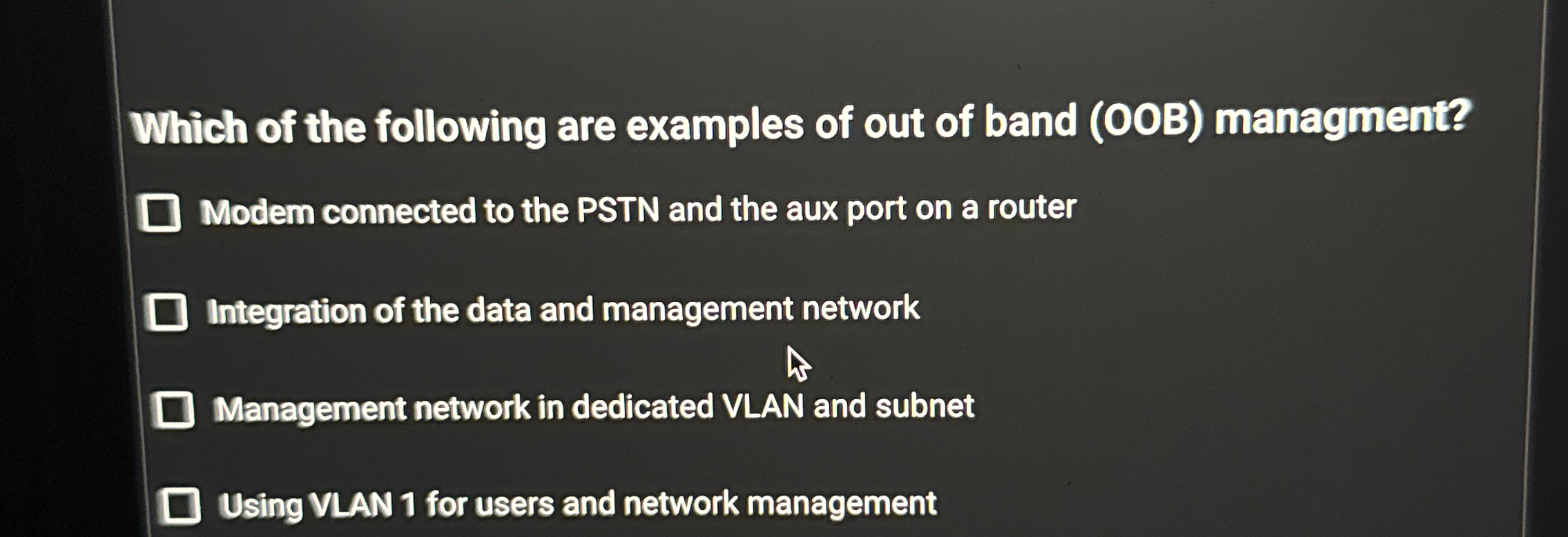 Which of the following are examples of out of