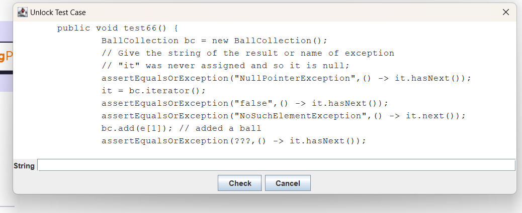Unlock Test Case / / * answer is not false, or
