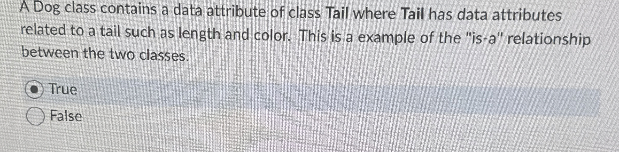 A Dog class contains a data attribute of class