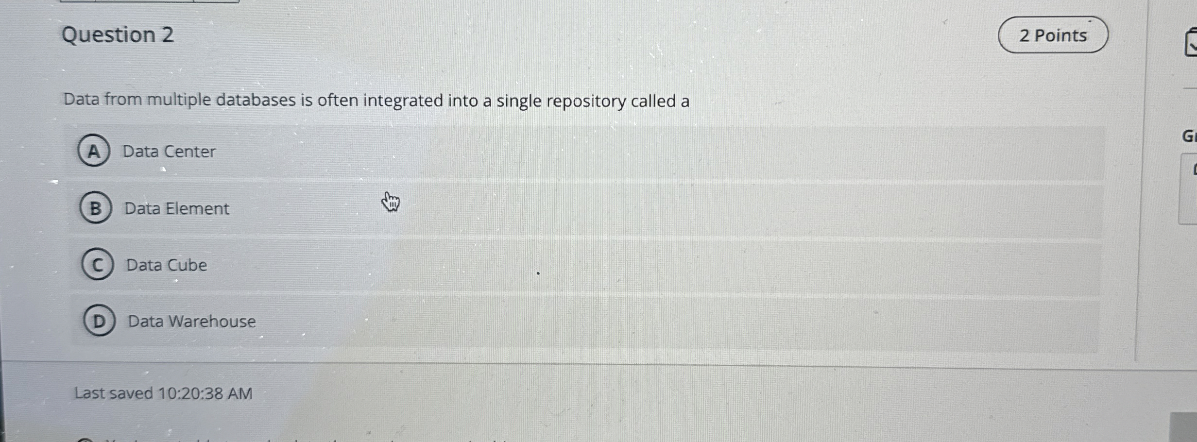Question 2 Data from multiple databases is often