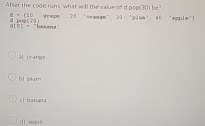 After the code runs, what will the value of d .