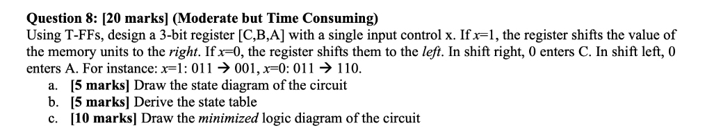 Question 8 : [ 2 0 marks ] ( Moderate but Time