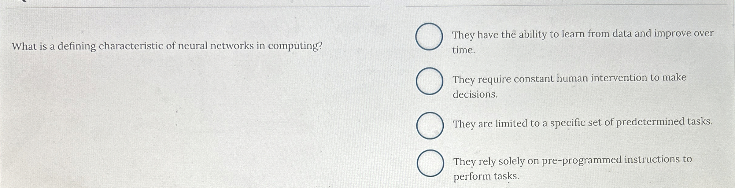 What is a defining characteristic of neural