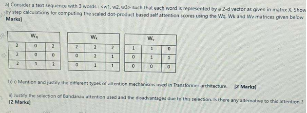 a ) Consider a text sequence with 3 words: such