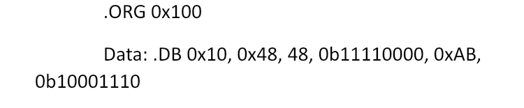 For the following assembler directives, determine