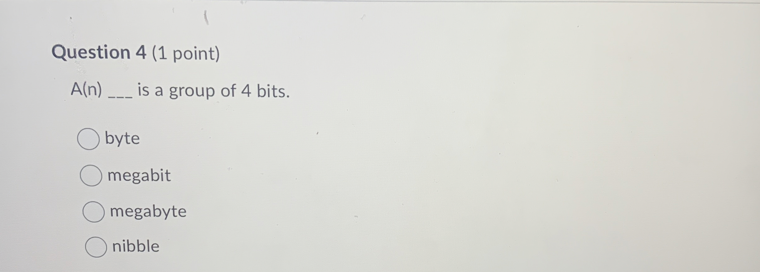 Question 4 ( 1 point ) A ( n ) q , is a group of