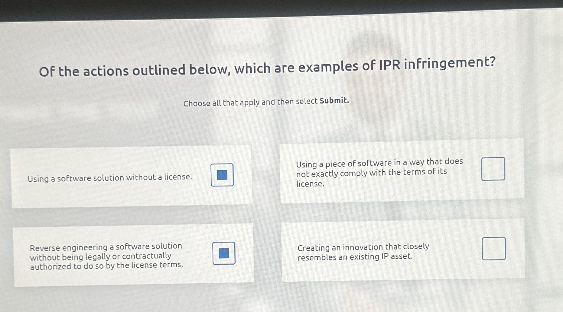 Of the actions outlined below, which are examples