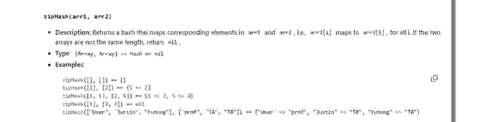 hashToArray ( hash ) ziphash ( arrh , amr 2 )