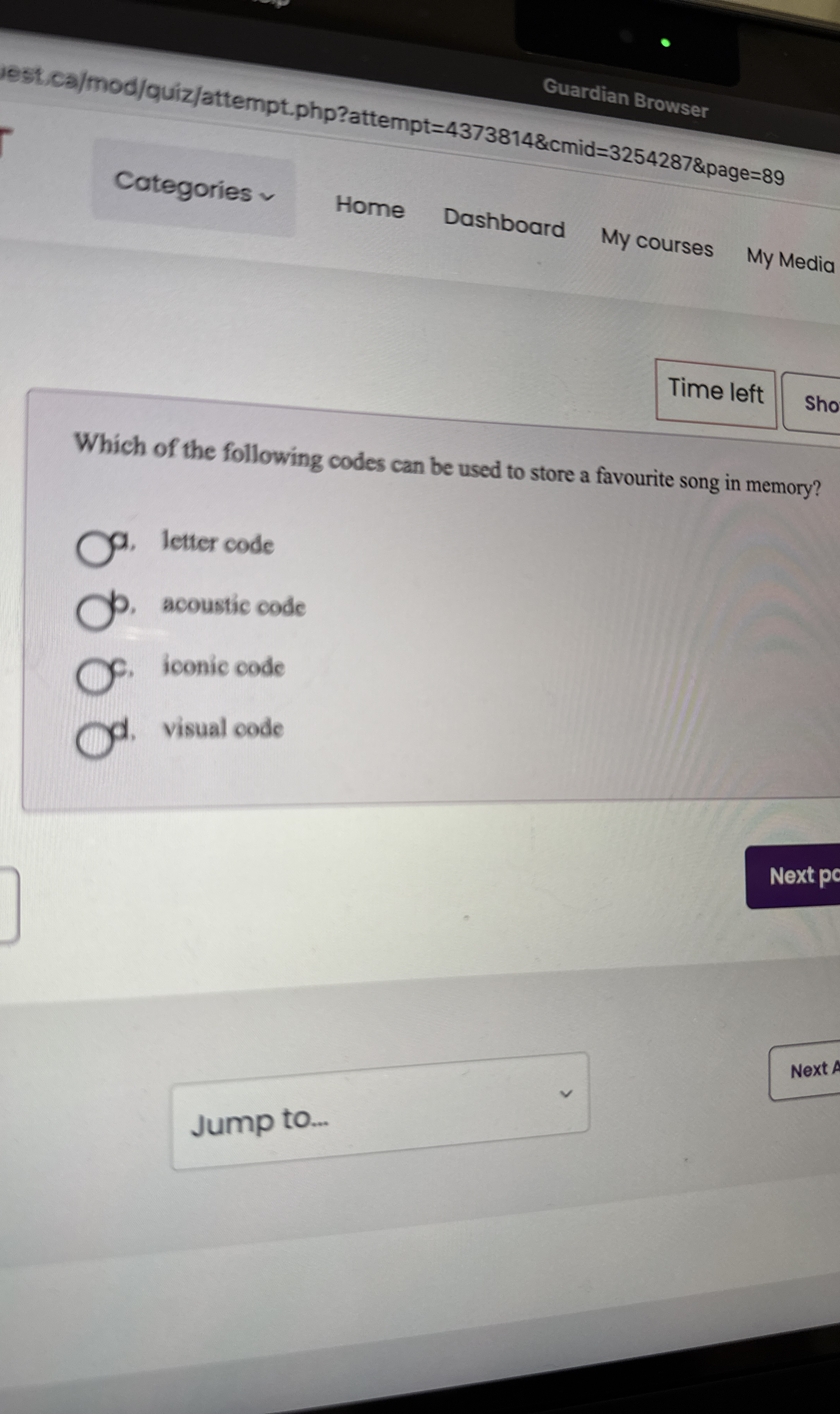 Which of the following codes can be used to store