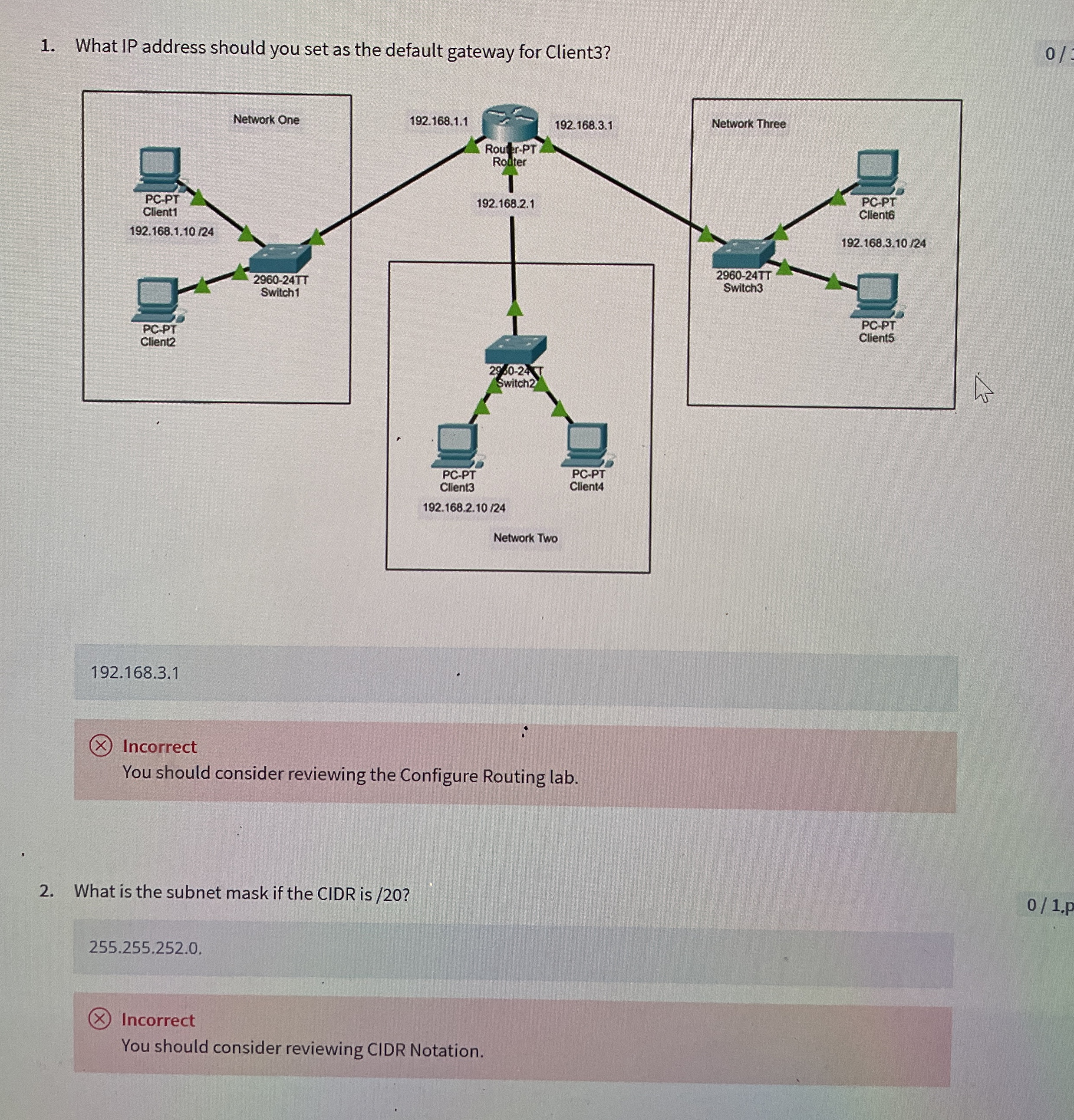 1 . What IP address should you set as the default