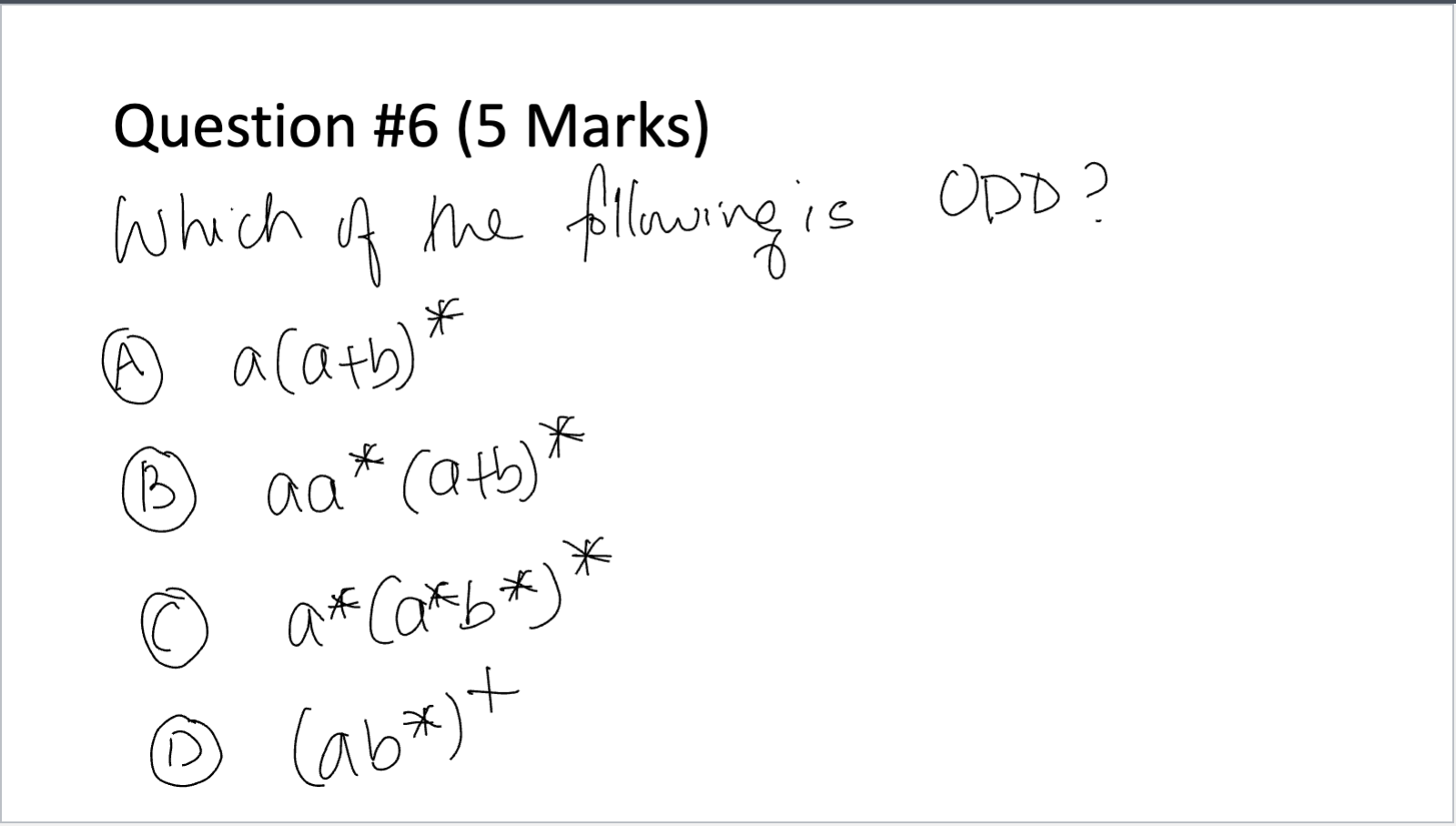 Question # 6 ( 5 Marks ) Question # 6 Continued