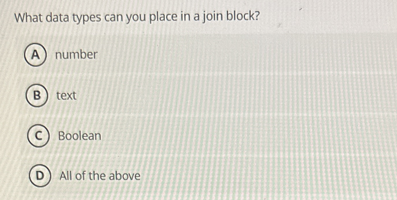 What data types can you place in a join block?