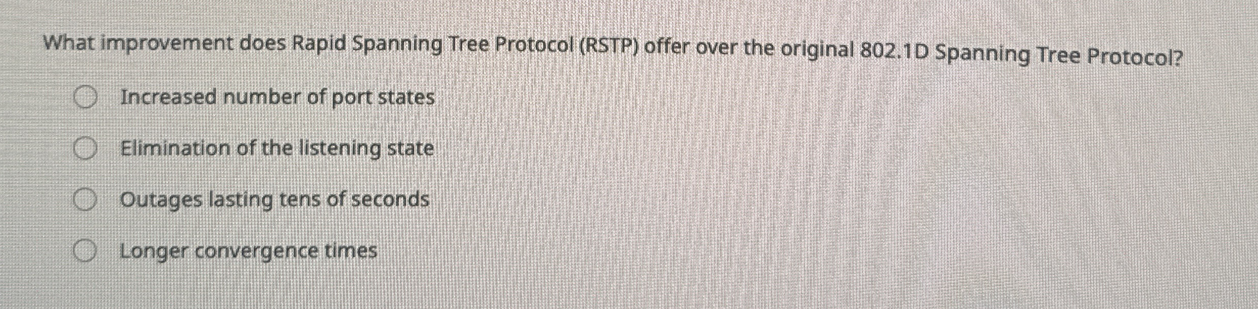 What improvement does Rapid Spanning Tree