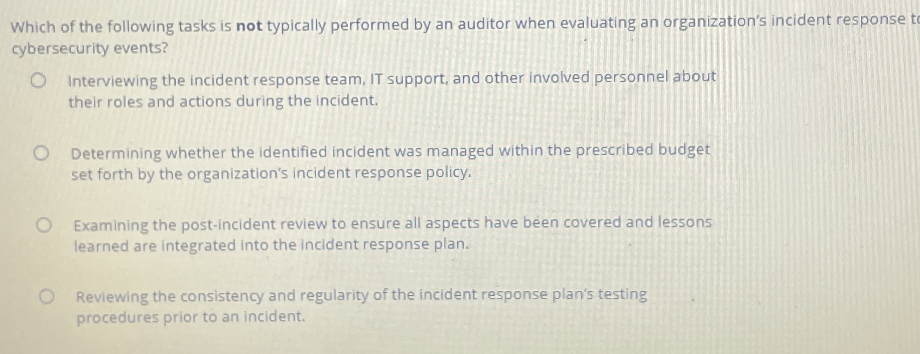 Which of the following tasks is not typically