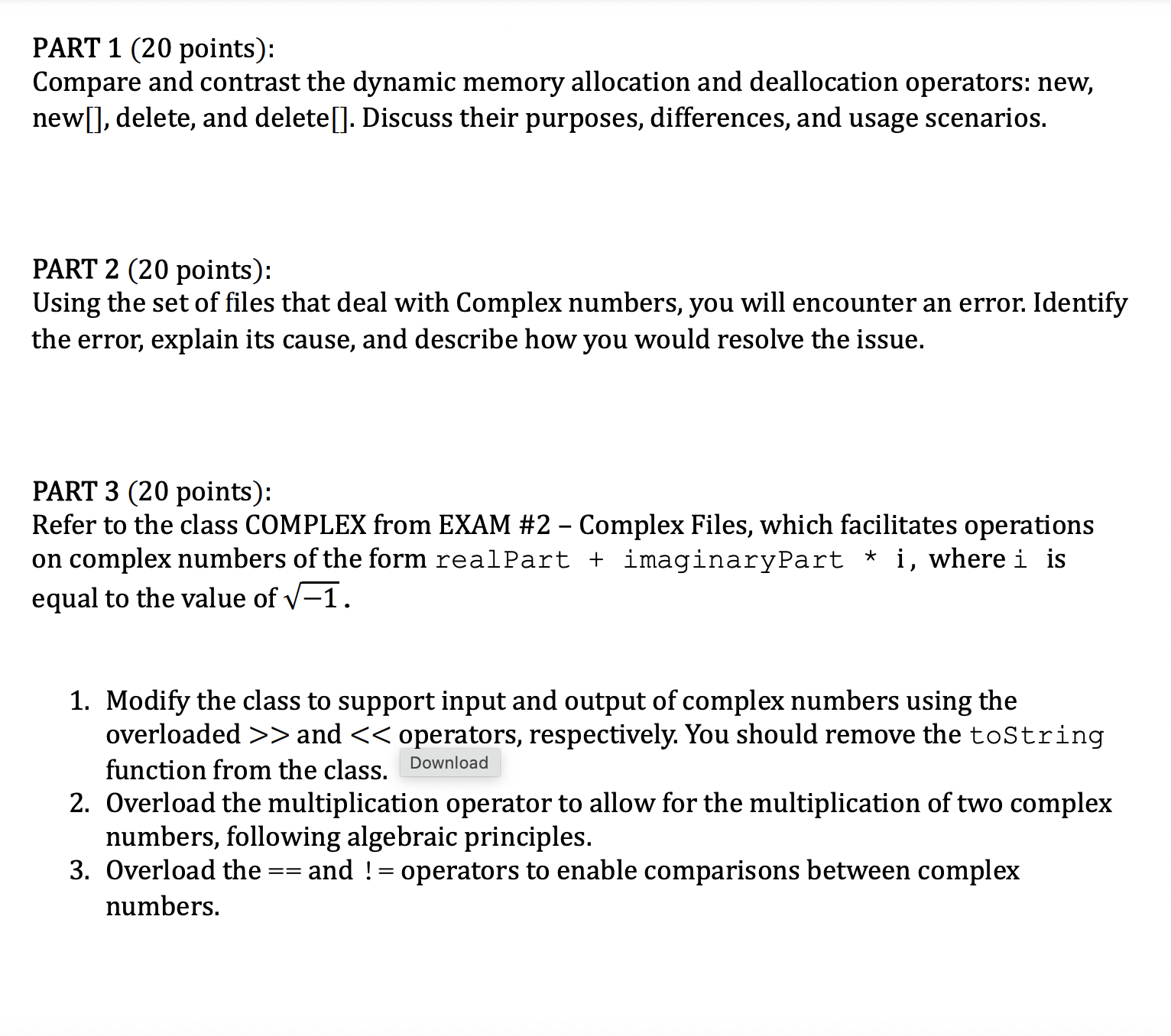 PART 1 ( 2 0 points ) : Compare and contrast the
